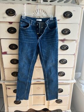 Anine Bing Dark Blue Button-Fly Jeans